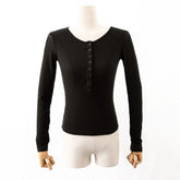LIZAKOSHT - Sexy long sleeve tees harajuku fashion y2k clothes t shirts & blouses women t shirts crop top button up ribbed transparent