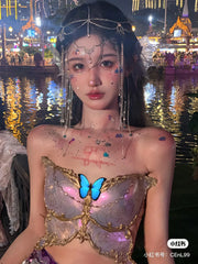 LIZAKOSHT - Dream Butterfly 3D Printing Soft Adhesive Dream Chest Top Corset Sexy 3D Printed Top Hot Bra