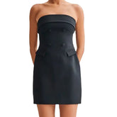 LIZAKOSHT - Summer Tube Top Short Skirt Backless Slim Temperament Elegant Women's Dress