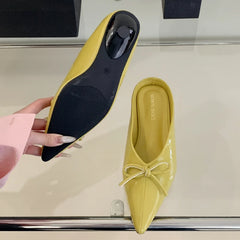 LIZAKOSHT - Summer 2025 Designer Women Slippers Bowknot Pointed Toe Women Heels Elegant Non-slip Women Sandals Mule Shoes Zapatos De Mujer