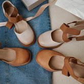 LIZAKOSHT Vintage Mary Jane Shoes Women's Spring Autumn New Single Shoe French Cross Strap High Heels Platform Lolita Shoes