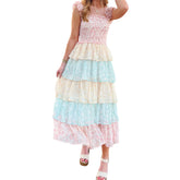 LIZAKOSHT - Women s Elegant Floral Print Chiffon Maxi Dress with Spaghetti Straps and A-Line Silhouette for Summer Beach Wedding Party