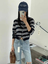 LIZAKOSHT  -  Striped Knitted Open Cardigan Women's Spring New Vintage All-Match Slimming Top Color Knitwear Jacket Striped Sweater Clothing