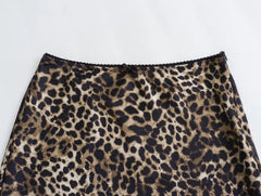 LIZAKOSHT - 2024 French Ladies High Street Fashion Leopard Print Midi Skirt Women Faldas Mujer Moda Skirts Womens XS-L