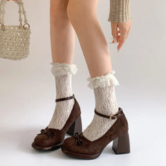 LIZAKOSHT - Black square head thick heel high heels women's summer new versatile skirt Mary Jane single shoes