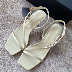 LIZAKOSHT - Summer Party Sandals Women England Style Office Lady Fashion Simple High Heel Shoes Women Sandals