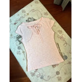 LIZAKOSHT - Lace Up V-neck Short Sleeve Tee American Vintage Sweet Slim Waist Pink Top Summer Y2k Aesthetic Chic Tshirts E-girls Grunge Ropa
