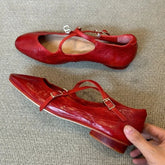 LIZAKOSHT  -  Brand Round Toe Flat Ballet Shoes Women Retro Soft Sole Mary Jane Shoes Cross-tied Comfy Low Heel Dress Shoe Casual Mules Shoes