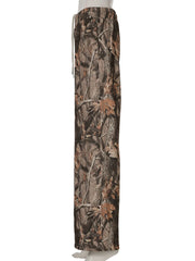 LIZAKOSHT - Vintage Plant Printed Wide Leg Pants Casual Loose Mid-Waisted Trouser Women Autumn Spring Fashion Streetwear Ladies