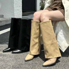 LIZAKOSHT  -  Autumn Winter Pointed Toe Women High Boots Street Style Banquet Party Dress Woman Pipe Long Boots Goth Botas Mujer
