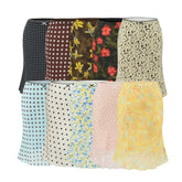 LIZAKOSHT - Women Floral Print Knee Length Chiffon Skirt Summer Elastic Waist Package Hips A-lined Short Skirts with Lining
