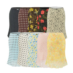 LIZAKOSHT - Women Floral Print Knee Length Chiffon Skirt Summer Elastic Waist Package Hips A-lined Short Skirts with Lining