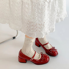 LIZAKOSHT - Retro red high-end French thick heel light mouth single shoes women's summer new with skirt versatile Mary Jane shoes