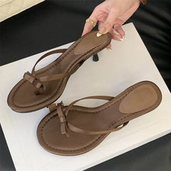 LIZAKOSHT  -  New Summer Butterfly-knot Clip Toe Women Slippers Fashion Low Thin Heels Sandals Party Dress Flip Flops Shoes