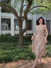 LIZAKOSHT - French Style Fairy Romantic Floral Printed Camisole Dress Ladies New Casual Beach Holiday Dresses Summer Midi Women Robe