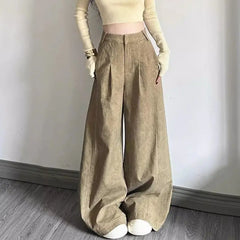 LIZAKOSHT  -  Jeans High Waist Straight Hot Girl Retro Distressed Women'S Loose Slimming Wide Leg Pants Drape Floor Mopping Trousers