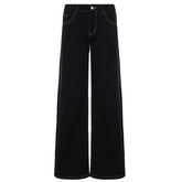 LIZAKOSHT - Retro Black Loose Wide Leg Denim Jeans Women's All-Match Low Waist Trousers Y2K Streetwear Denim Trousers Casual Outfit
