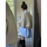 LIZAKOSHT - sexy Long-sleeved Casual Loose Sweater Coat Lazy Style All-match Shawl Waistcoat with Sleeve Knitted Cardigan for Women