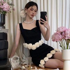 LIZAKOSHT - Summer New French Style Elegant Sweet 2 Piece Set Fashion Sleeveless Top + Short Skirt Sets For Women OL Two Piece