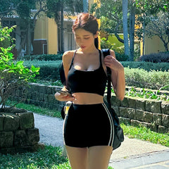 LIZAKOSHT - New Ins Dongdaemun Sports Style Swimsuit Women's Split Boyshorts High Waist Covering Belly Thin Women's Swimsuit