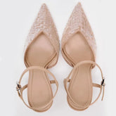 LIZAKOSHT - Luxury Sequins Women Pumps for Bridal Wedding Elegant Ankle Strap Sexy super High Heel Shoes Female Designer Slingback Footwear