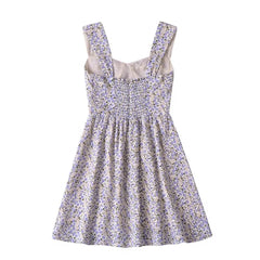 LIZAKOSHT - European and American Style Women's New Floral Print Heart-shaped Collar Waist Slim Strap Dress