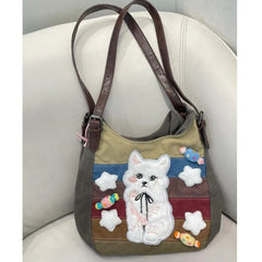 LIZAKOSHT - Harajuku Cat Shoulder Bags Women Vintage Embroidery Patchwork Casual Tote Bag Handbag Female Sweet Y2k Bags Aesthetic