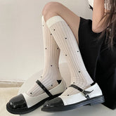 LIZAKOSHT - Japanese Style Cotton Long Socks Stockings Polka Dot Sweet Girls Knee Socks JK Lolita Kawaii Cute Thigh High Socks Stockings