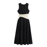 LIZAKOSHT  -  European and American Women's Spring Dress Elegant Wind Sleeveless Vest Skirt Contrast Design Long Skirt Women.