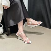 LIZAKOSHT - Summer Design Hollow Out Wedges Sandals Women Street Style Ankle Buckle Strap Banquet Dress Female Shoes Женская Обувь