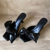 LIZAKOSHT - Summer Fashion Butterfly-kont Square Toe Slide Women Slippers Sexy Thin High Heels Striptease Shoes