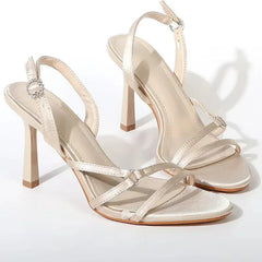 LIZAKOSHT - Fashion Brand Thin Heels Modern Sandals Women Open Toe Elegant Slingbacks Shoes Hollow Fine Strip Designer High Heels Female
