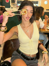 LIZAKOSHT - Woman Clothes Deep V-neck Yellow Tank Tops Sexy Sleeveless Lace Patchwork T-shirt Girls Y2K Corset Top Streetwear