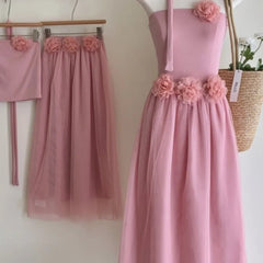 LIZAKOSHT - Summer 2024 Women's Pink Light Gown Morning Gown High-end Light Luxury SexyTemperament Celebrity Plunge Dress Two Piece Set