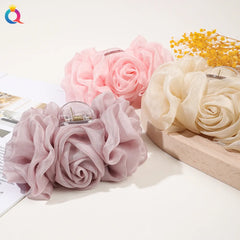 Lizakosht New Elegant Silk Chiffon Large Hair Claw Women Fashion Flower Bow Barrettes Clamps Clips Ponytail Holder Hair Accessories