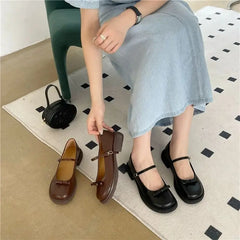 LIZAKOSHT - Ladies Summer Footwear Cute Japanese Style Lolita Shoes for Women 2024 with Bow Round Toe Kawaii Gothic Black Low Heel Elegant E