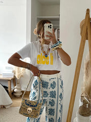 LIZAKOSHT - Elegant Flower Embroidery Women Pants High Waist Zipped Pocket Female Trousers 2024 Spring Summer New Fashion Lady Streetwear