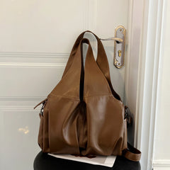 LIZAKOSHT - Large Shoulder Bags Women PU Leather Sling Bags Lazy Style Female Packages Classic Fashion Casual Totes Vintage Big Hobos