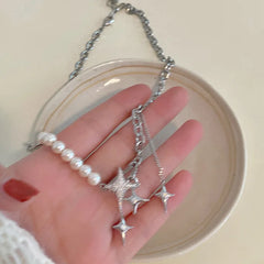 Lizakosht Star Pendant Necklace for Women Men Y2K Hip Hop Cool Hot Girls Sexy Beads Chains Choker Korean Fashion Fine Jewelry