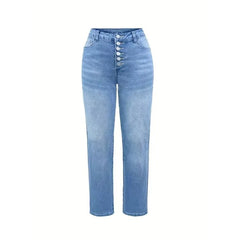 LIZAKOSHT - Womens Jeans Y2k Jeans Baggy Jeans Button Detail Design Straight Leg Denim Pants Comfortable Loose Trousers