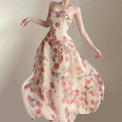 LIZAKOSHT - Long Dresses Womens Clothing French Elegant Party Dressess Female 2025 Summer New Fashion Versatile Beach Style Evening Dresses