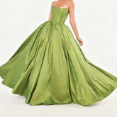 LIZAKOSHT - Classic Green Strapless Lace Up A-Line Formal Evening Dresses Birthday Party Prom Gowns Customized