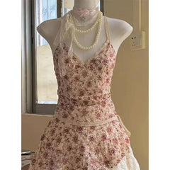 LIZAKOSHT  -  2-Piece Set Party Dresses Sexy Sling Y2K Sweet Goth Lolita Punk V-Neck Vintage Lace Backless Ball Gown Harajuku Korea Emo 2000s