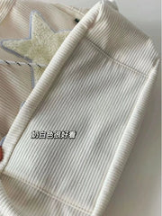 LIZAKOSHT - Casual Stars Pocket Drawstring Curduroy Big Capacity Women Fashion Underarm Bag Streetwear Shoulder Handbags Tote Bags