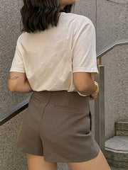 LIZAKOSHT - Casual A-line Solid Color Women's Shorts Fashion Slim Fit Fake Short Skirt New Summer Elegant Retro Women Short Pants