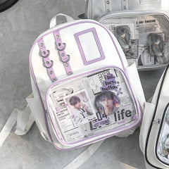 LIZAKOSHT - Y2K Cute Mini Backpack Women Kawaii Ita Bag Sweet Girl Transparent Rucksack DIY Display Knapsack Lolita Preppy Style School Bags