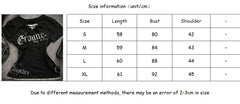 LIZAKOSHT - Retro Gothic Lace Fake Two Piece Letter Print T-Shirt Women Fashion Streetwear Hot Girls Slim Harajuku Millennium Casual Y2K Top