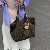 LIZAKOSHT - Retro Maillard Shoulder Bag Women Large Capacity Simple Tote Bag Winter Fashion Comfortable and Versatile Texture Storage Bags