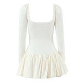 LIZAKOSHT - Women Long Sleeve Tie Up Bubble Mini Pretty Mood in Vika Dress