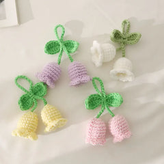 Lily Orchid Pendant Finished Crochet Flower Knitted Flower Diy Flower String Keychain Car Interior Pendant Crochet Accessories